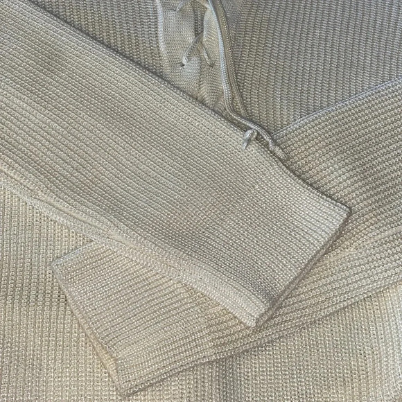 Lauren Ralph Lauren lace up cotton/ viscous blend crew neck sweater - Picture 10 of 10